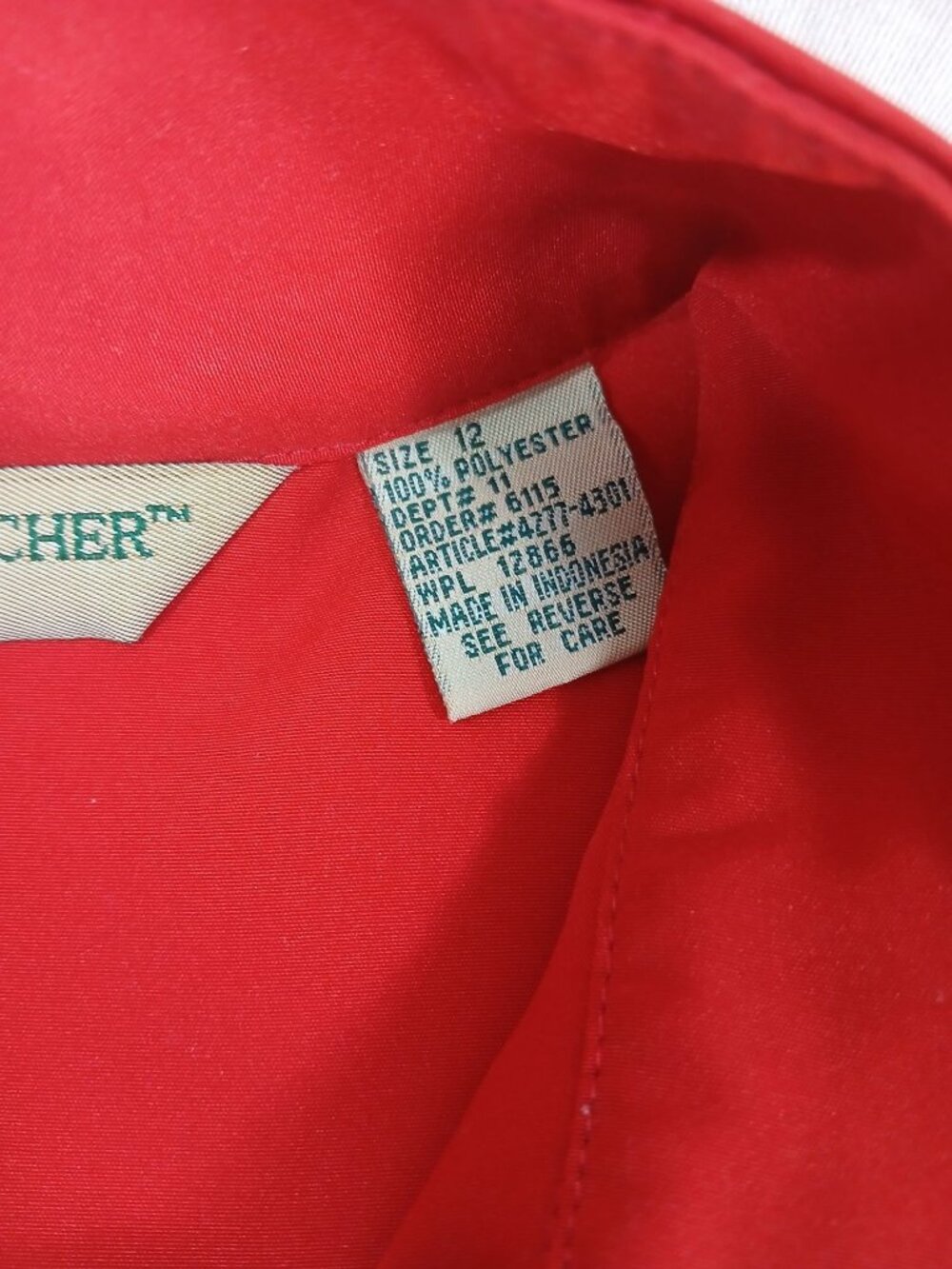 Vintage 80s Hill Archer Red High Neck Pleated Blouse Size 12 Long Sleeve Pleated - Picture 6 of 16
